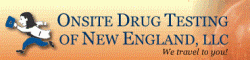 Onsite Drug Testing of New England Logo, Character running with lab results