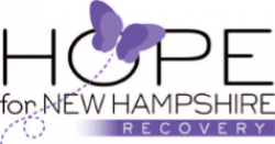 Hope for NH Recovery Logo, Black Text with Purple Butterfly