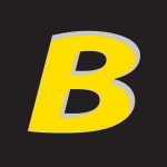 Black with yellow B